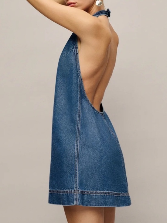 Reformation Dresses & Skirts - Reformation Avielle Lived-in Denim Mini Dress Biscay